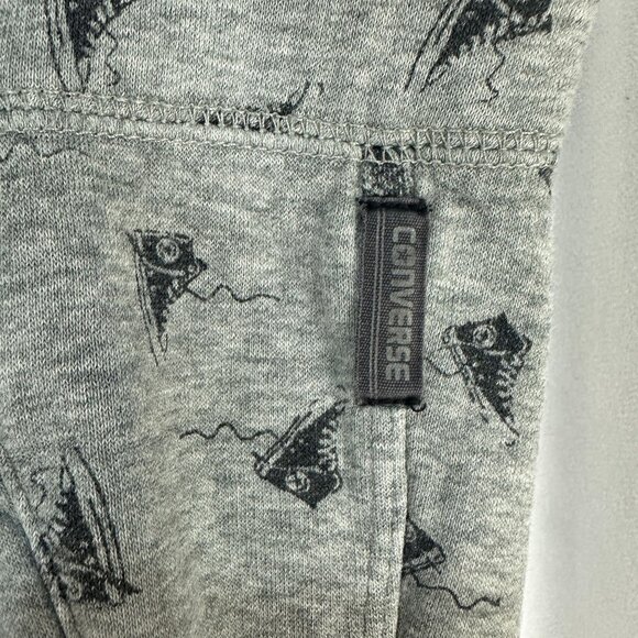 Converse All Star Men Grey Jogger Pants Drawstring Medium Black Graphic Print - Picture 3 of 8